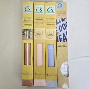 Crafter's Square Vinyl Paper (3) and Transfer Tape (1) Lot, 12", New‎